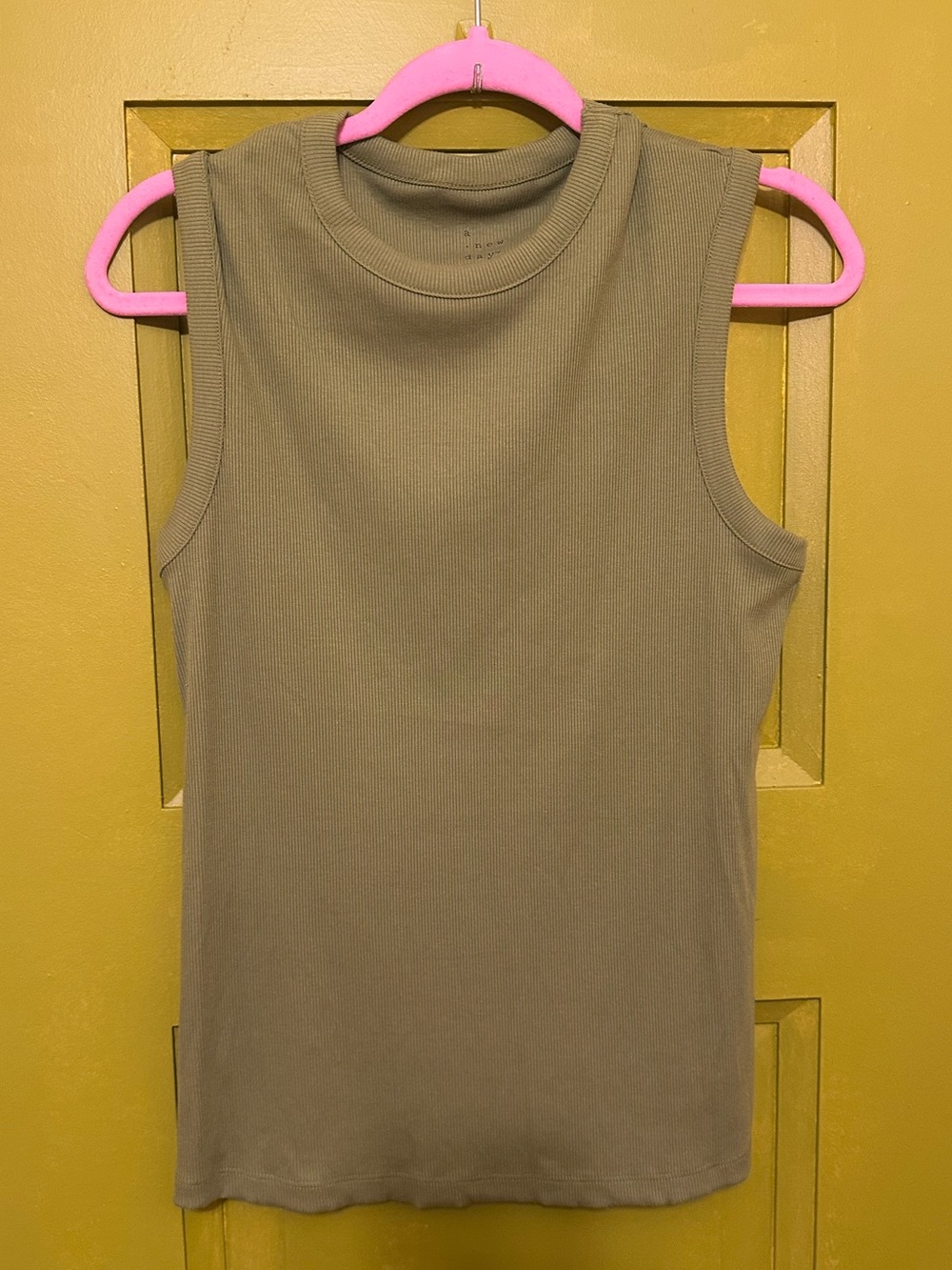 a new day Olive Ribbed Mock Neck Tank